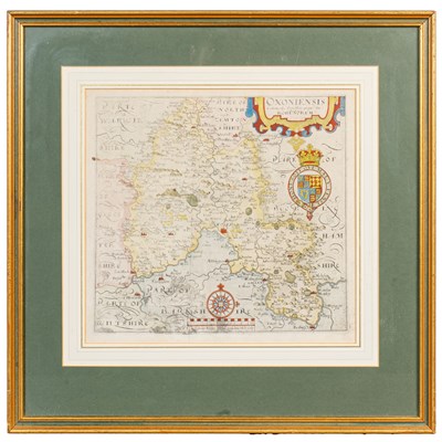 Lot 24 - A 17th century map of Oxfordshire by Saxton