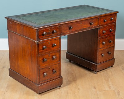 Lot 492 - A Victorian mahogany pedestal desk