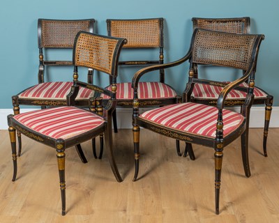 Lot 270 - A set of five Georgian-style dining chairs