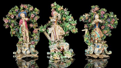 Lot 244 - A group of 18th century Bow porcelain bocage figurial groups