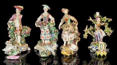 Lot 261 - A group of 18th century figurial candlesticks
