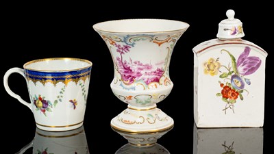 Lot 249 - Three pieces of porcelain consisting of a Continental vase decorated