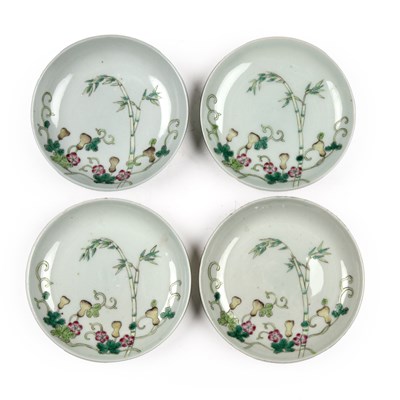 Lot 40 - Two near pairs of enamelled famille verte...
