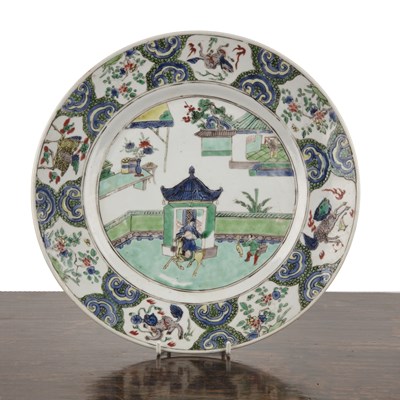 Lot 42 - Famille verte plate Chinese, Kangxi white...