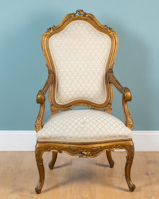 Lot 333 - A French-style gilt-framed open armchair