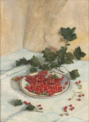 Lot 206 - Stephen Darbishire (b.1940) Redcurrants oil on...