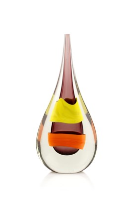 Lot 601 - Murano Vase glass, tapering neck with purple...