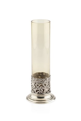 Lot 613 - Art Nouveau Vase, 1899 glass with silver mount...