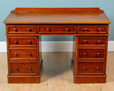 Lot 434 - A 19th century mahogany pedestal desk