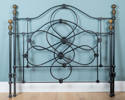 Lot 375 - A brass and iron bed frame