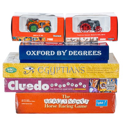 Lot 1351 - Two Dinky Supertoys vehicles and four model railway wagons and board games