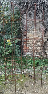 Lot 1069 - A pair of Henley wrought iron plant supports