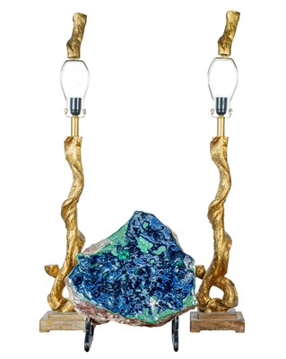 Lot 189 - A pair of Contemporary table lamps and an ornamental block