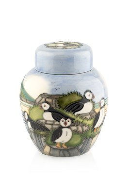 Lot 544 - Moorcroft Pottery  Ginger Jar and Cover Puffin...