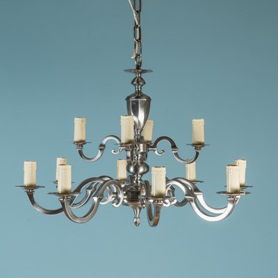 Lot 415 - A steel twelve-branch chandelier