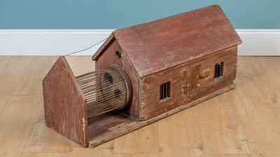 Lot 1107 - An antique French painted-pine squirrel cage