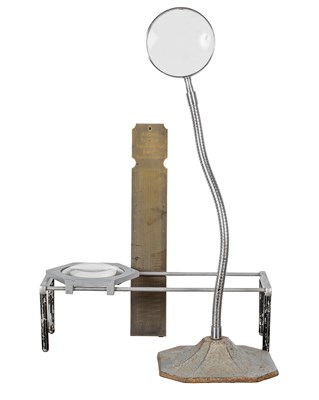 Lot 1244 - A Minder rule and two magnifying glasses.