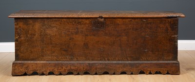 Lot 481 - A 17th century six plank oak coffer, with lock...