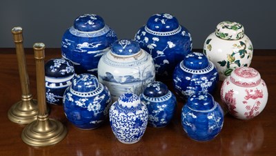 Lot 387 - Eleven Chinese ginger jars, the largest 16cm...