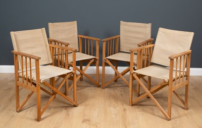 Lot 388 - A set of four beech framed Directors chairs...