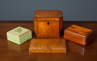 Lot 59 - A George III satinwood octagonal tea caddy...