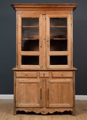 Lot 495 - A 19th century pine dresser with twin glazed...
