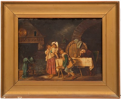 Lot 89 - A 19th century interior scene, oil on panel,...