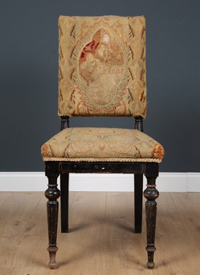 Lot 496 - A late 19th century ebonised side chair with...