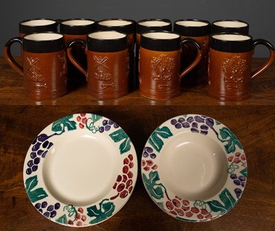 Lot 81 - A set of ten Harvest pattern stoneware cider...