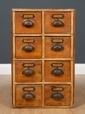 Lot 484 - A late 19th century pine table top chest of...