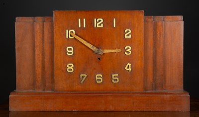 Lot 449 - An art deco hardwood timepiece 72cm wide x...