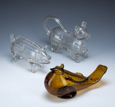 Lot 276 - Three glass friggers two of which are novelty...