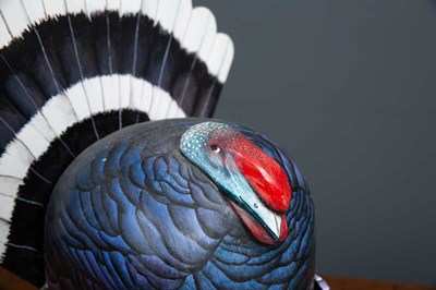 Lot 50 - A carved wooden and painted Turkey, 33cm high,...