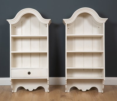 Lot 506 - Two similar hanging wall shelves each with...