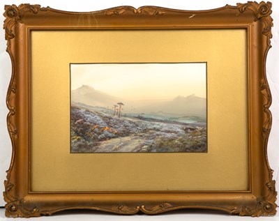 Lot 54 - J Midgley landscape gouache painting, 16cm x...