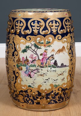 Lot 606 - A Chinese porcelain garden seat decorated...