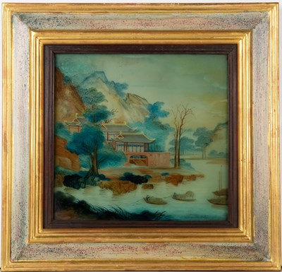 Lot 610 - A pair of Chinese reverse paintings on glass...