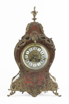 Lot 243 - A 19th century French Boulle mantel clock, the...