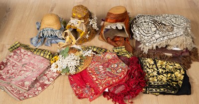 Lot 442 - A collection of Victorian style straw bonnets...
