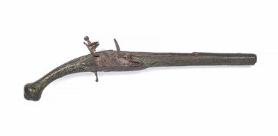 Lot 271 - An antique European cast metal flintlock...