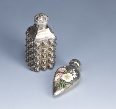 Lot 209 - Two silver scent bottles one of teardrop form...