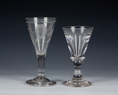 Lot 272 - 18th Century ale glass 10.5cm high and an...