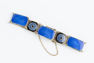 Lot 101 - A Norwegian enamel panel bracelet by David...