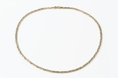 Lot 179 - A yellow precious metal fancy-link necklace,...