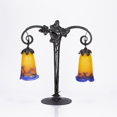 Lot 441 - Muller Frères Lunéville lamp with two glass...