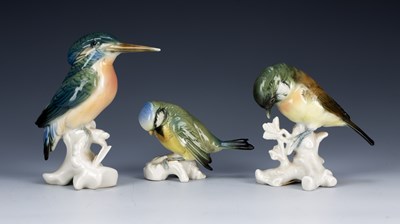 Lot 256 - Karl Ens of Volkstedt three porcelain birds,...