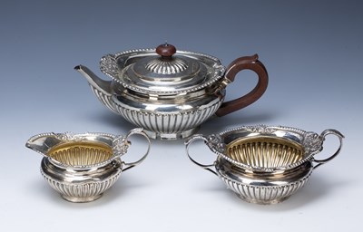 Lot 236 - Three-piece Victorian silver tea set...