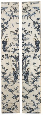 Lot 108 - Pair of silk sleeve panels Chinese, each...