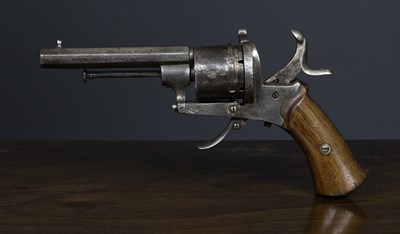 Lot 56 - A 19th century Belgium 7mm pinfire pistol,...