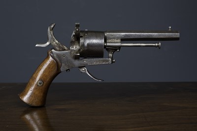 Lot 56 - A 19th century Belgium 7mm pinfire pistol,...